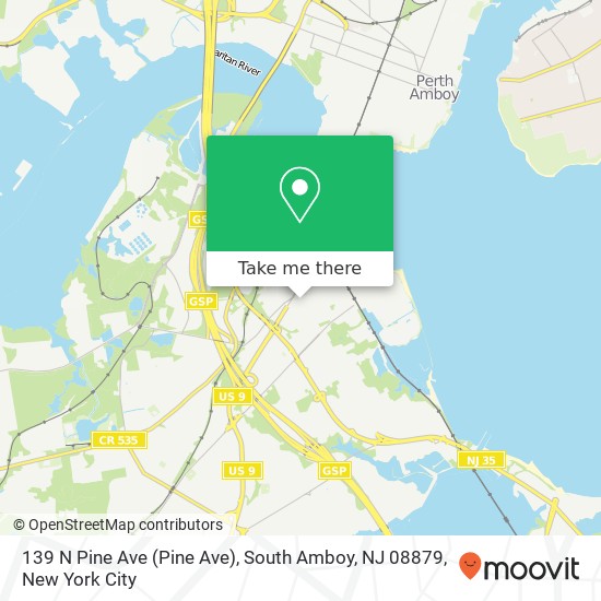 Mapa de 139 N Pine Ave (Pine Ave), South Amboy, NJ 08879