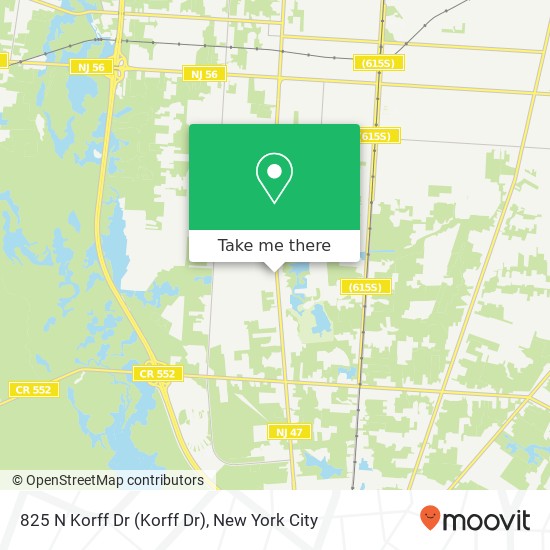 Mapa de 825 N Korff Dr (Korff Dr), Vineland, NJ 08360