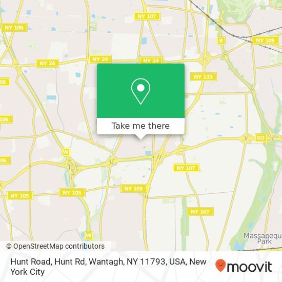 Mapa de Hunt Road, Hunt Rd, Wantagh, NY 11793, USA