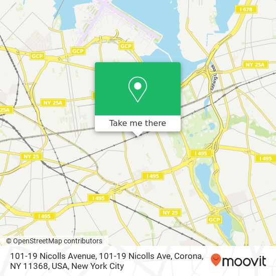 Mapa de 101-19 Nicolls Avenue, 101-19 Nicolls Ave, Corona, NY 11368, USA