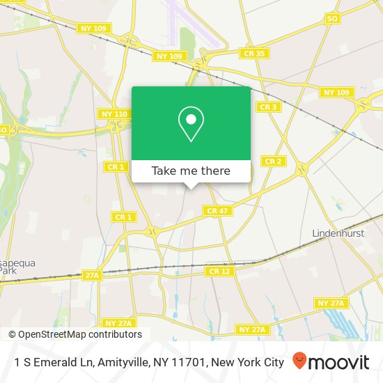 Mapa de 1 S Emerald Ln, Amityville, NY 11701