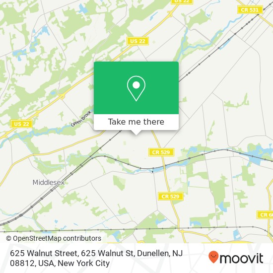 Mapa de 625 Walnut Street, 625 Walnut St, Dunellen, NJ 08812, USA