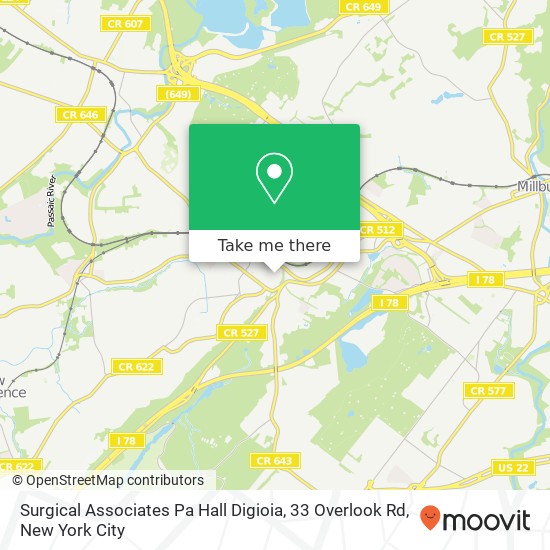 Mapa de Surgical Associates Pa Hall Digioia, 33 Overlook Rd