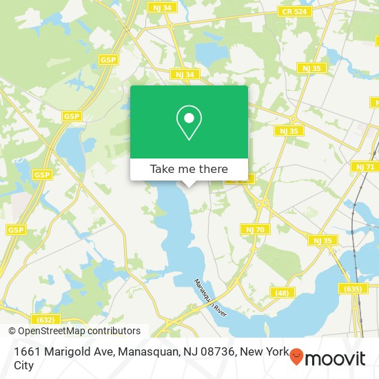 Mapa de 1661 Marigold Ave, Manasquan, NJ 08736