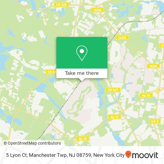 Mapa de 5 Lyon Ct, Manchester Twp, NJ 08759