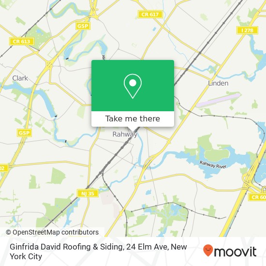 Mapa de Ginfrida David Roofing & Siding, 24 Elm Ave