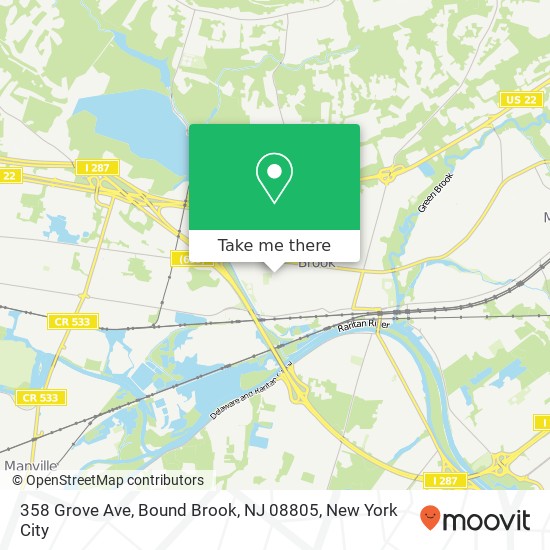 Mapa de 358 Grove Ave, Bound Brook, NJ 08805