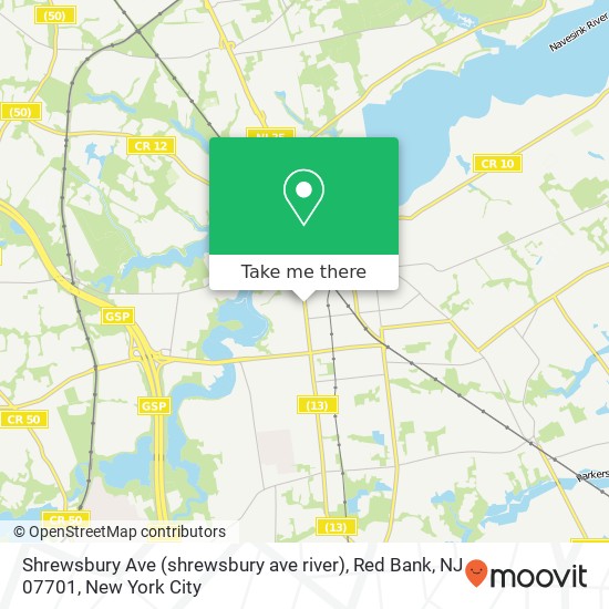 Mapa de Shrewsbury Ave (shrewsbury ave river), Red Bank, NJ 07701