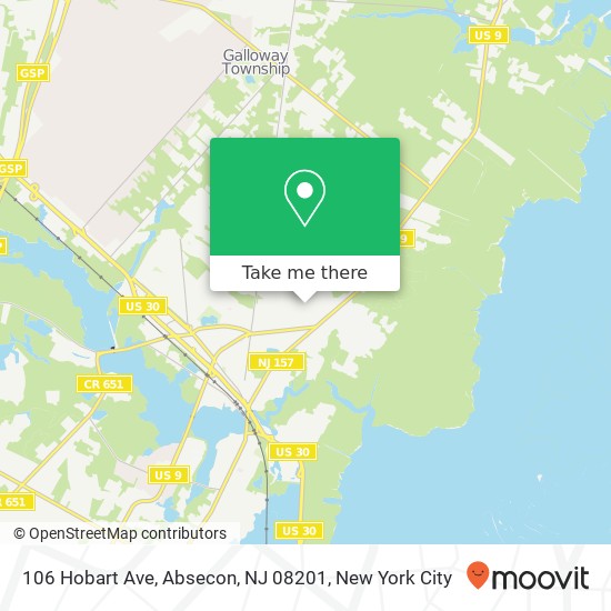 Mapa de 106 Hobart Ave, Absecon, NJ 08201