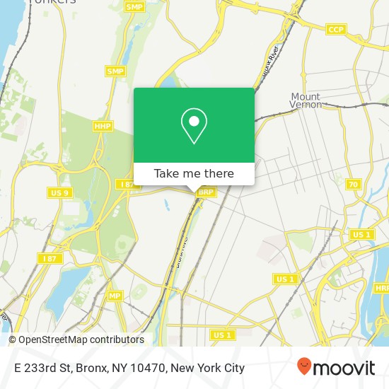 Mapa de E 233rd St, Bronx, NY 10470