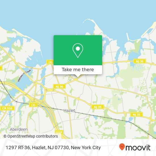 Mapa de 1297 RT-36, Hazlet, NJ 07730