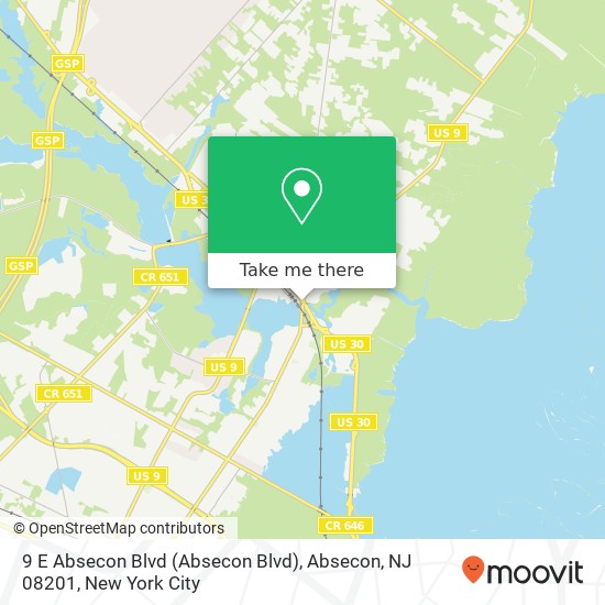 Mapa de 9 E Absecon Blvd (Absecon Blvd), Absecon, NJ 08201