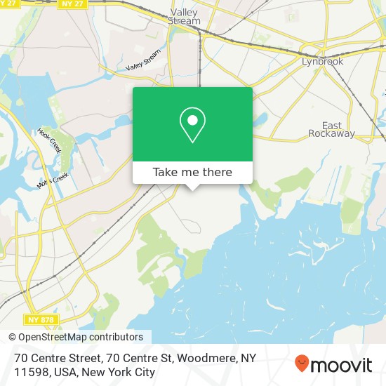 Mapa de 70 Centre Street, 70 Centre St, Woodmere, NY 11598, USA