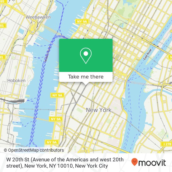 W 20th St (Avenue of the Americas and west 20th street), New York, NY 10010 map