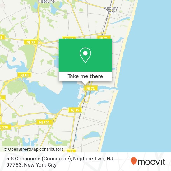 Mapa de 6 S Concourse (Concourse), Neptune Twp, NJ 07753