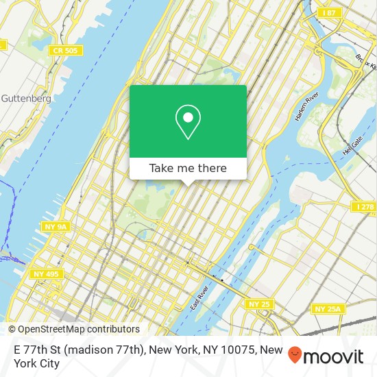 Mapa de E 77th St (madison 77th), New York, NY 10075