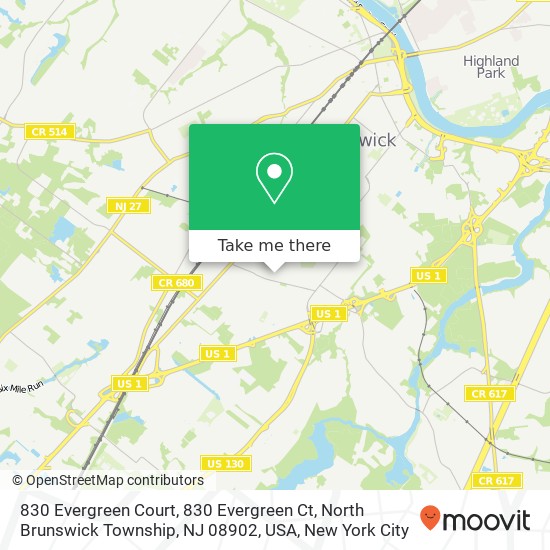 Mapa de 830 Evergreen Court, 830 Evergreen Ct, North Brunswick Township, NJ 08902, USA