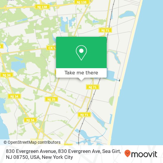 830 Evergreen Avenue, 830 Evergreen Ave, Sea Girt, NJ 08750, USA map