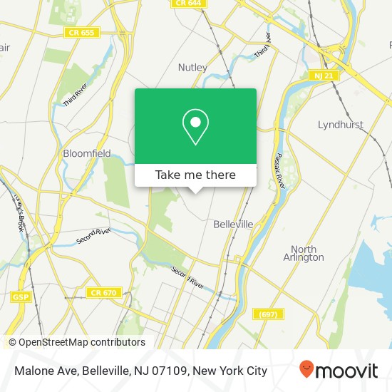 Malone Ave, Belleville, NJ 07109 map