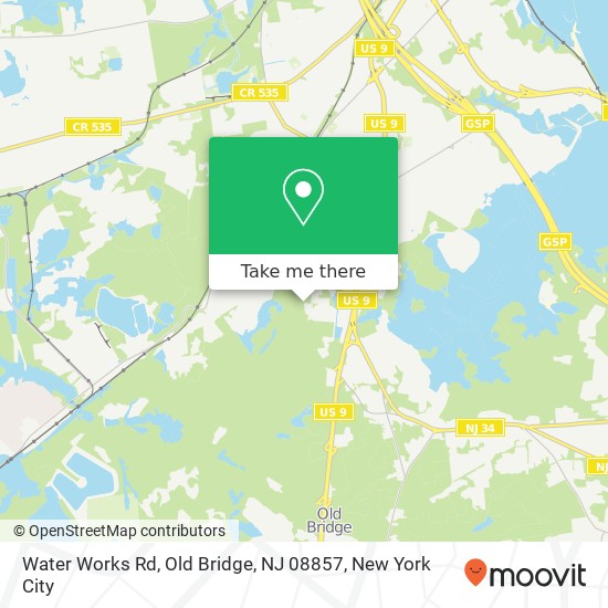 Mapa de Water Works Rd, Old Bridge, NJ 08857