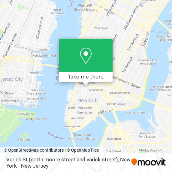 Varick St (north moore street and varick street) map