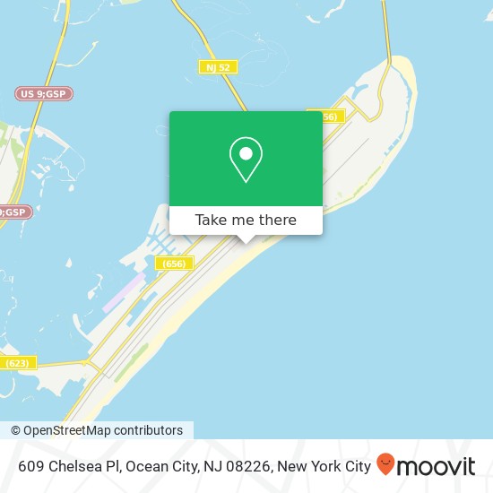 Mapa de 609 Chelsea Pl, Ocean City, NJ 08226