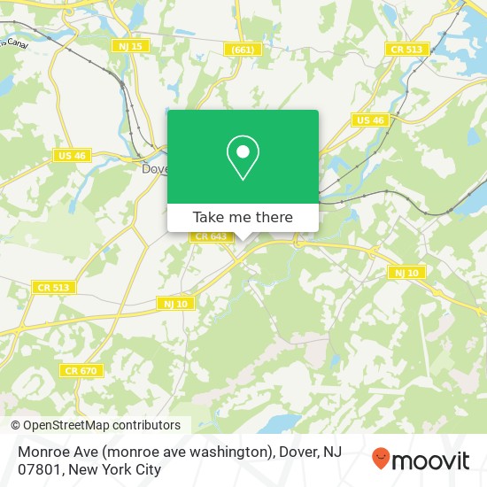 Mapa de Monroe Ave (monroe ave washington), Dover, NJ 07801