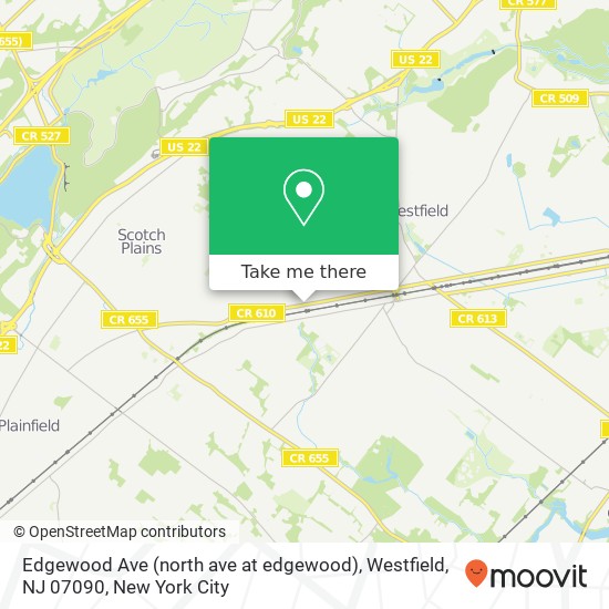 Edgewood Ave (north ave at edgewood), Westfield, NJ 07090 map