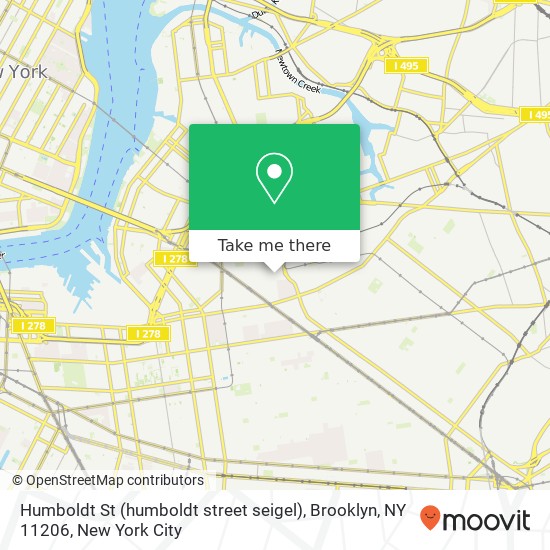 Mapa de Humboldt St (humboldt street seigel), Brooklyn, NY 11206