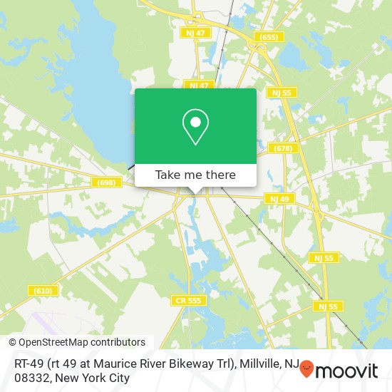 Mapa de RT-49 (rt 49 at Maurice River Bikeway Trl), Millville, NJ 08332