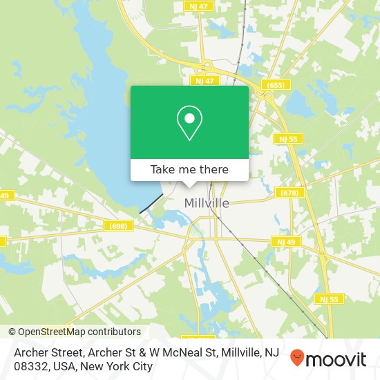 Mapa de Archer Street, Archer St & W McNeal St, Millville, NJ 08332, USA