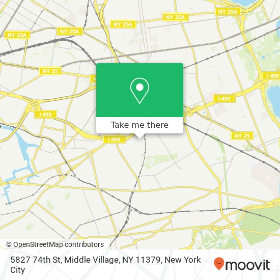 Mapa de 5827 74th St, Middle Village, NY 11379