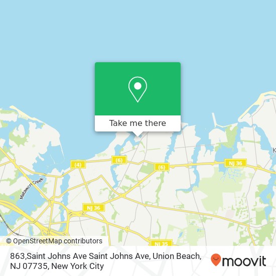 Mapa de 863,Saint Johns Ave Saint Johns Ave, Union Beach, NJ 07735