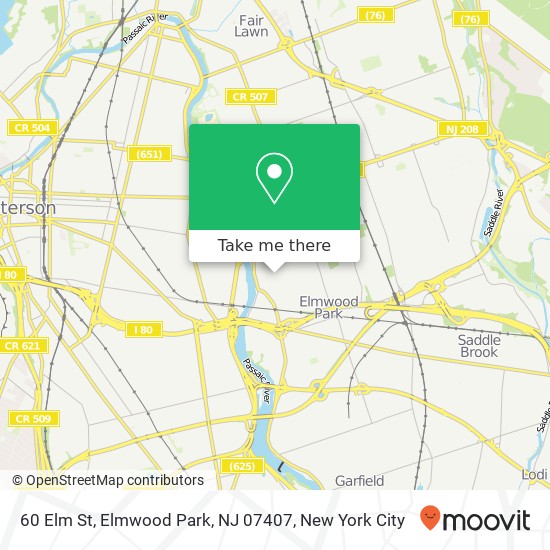 Mapa de 60 Elm St, Elmwood Park, NJ 07407