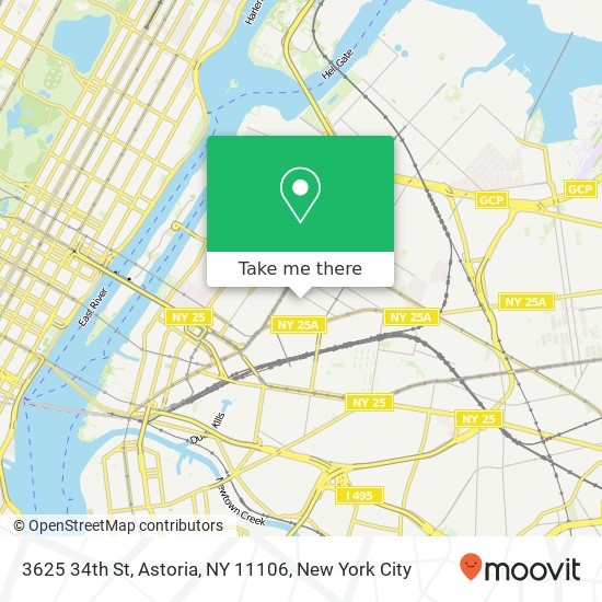 Mapa de 3625 34th St, Astoria, NY 11106