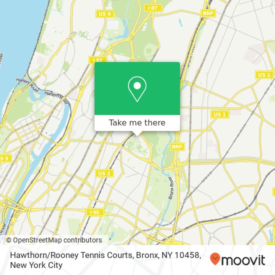 Mapa de Hawthorn / Rooney Tennis Courts, Bronx, NY 10458