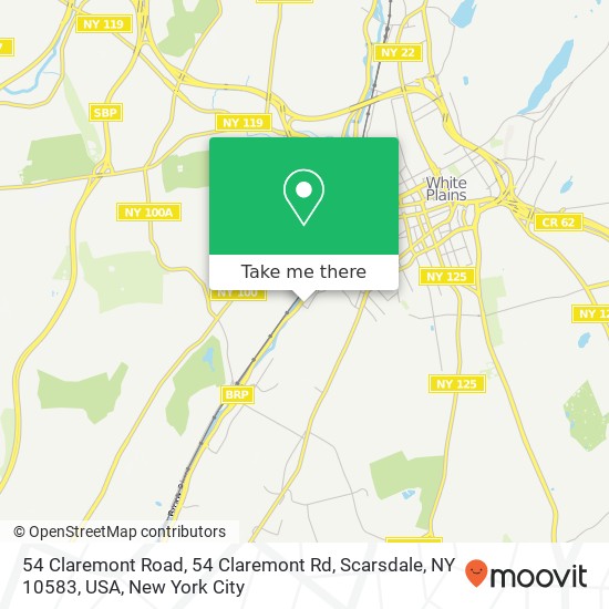 Mapa de 54 Claremont Road, 54 Claremont Rd, Scarsdale, NY 10583, USA