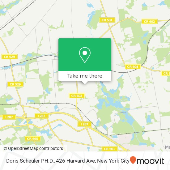 Mapa de Doris Scheuler PH.D., 426 Harvard Ave