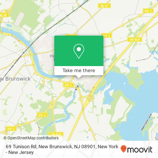 Mapa de 69 Tunison Rd, New Brunswick, NJ 08901