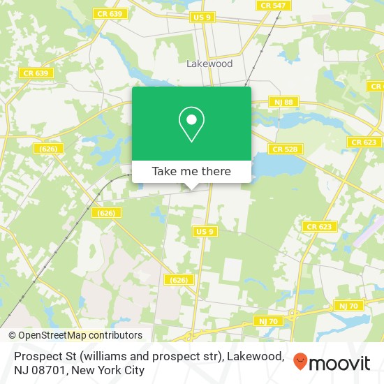 Mapa de Prospect St (williams and prospect str), Lakewood, NJ 08701