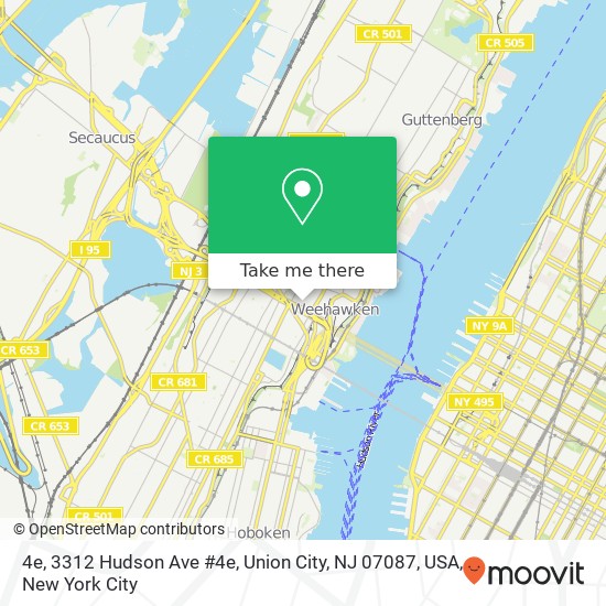 4e, 3312 Hudson Ave #4e, Union City, NJ 07087, USA map