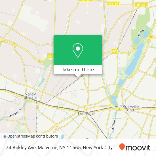 Mapa de 74 Ackley Ave, Malverne, NY 11565
