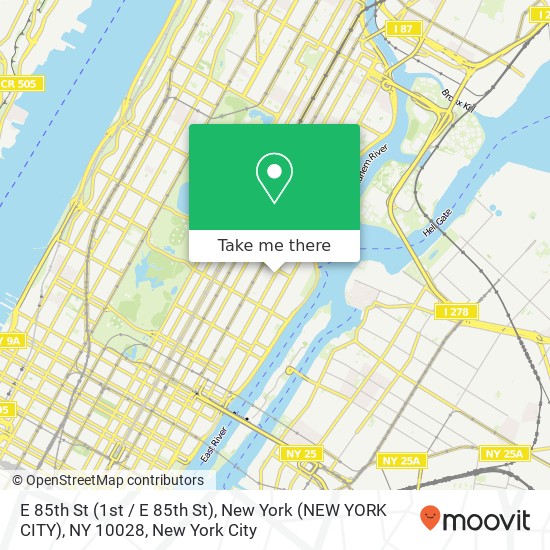 Mapa de E 85th St (1st / E 85th St), New York (NEW YORK CITY), NY 10028
