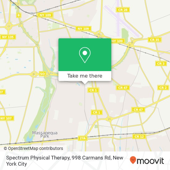 Mapa de Spectrum Physical Therapy, 998 Carmans Rd