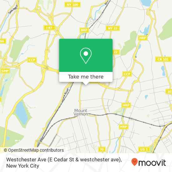 Mapa de Westchester Ave (E Cedar St & westchester ave), Mt Vernon, NY 10552
