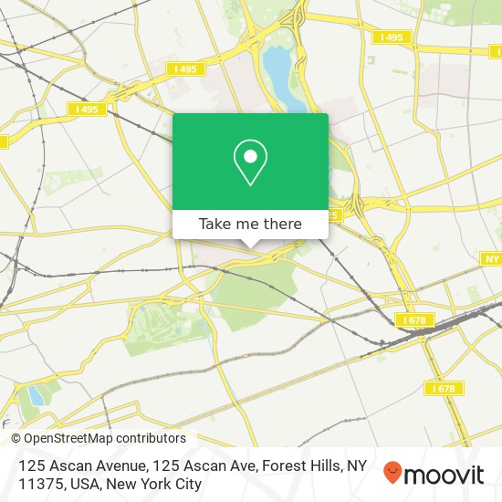 Mapa de 125 Ascan Avenue, 125 Ascan Ave, Forest Hills, NY 11375, USA