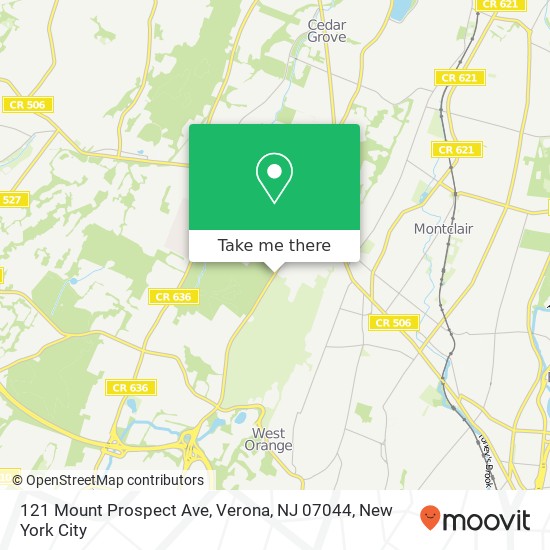 Mapa de 121 Mount Prospect Ave, Verona, NJ 07044