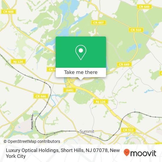 Mapa de Luxury Optical Holdings, Short Hills, NJ 07078