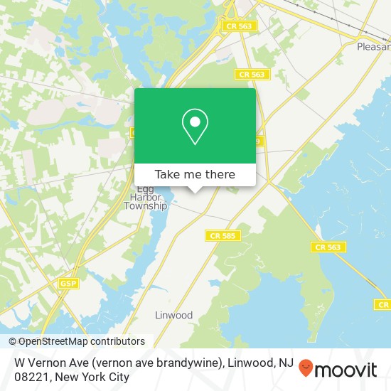 Mapa de W Vernon Ave (vernon ave brandywine), Linwood, NJ 08221