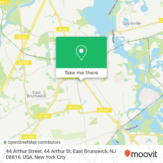 Mapa de 44 Arthur Street, 44 Arthur St, East Brunswick, NJ 08816, USA